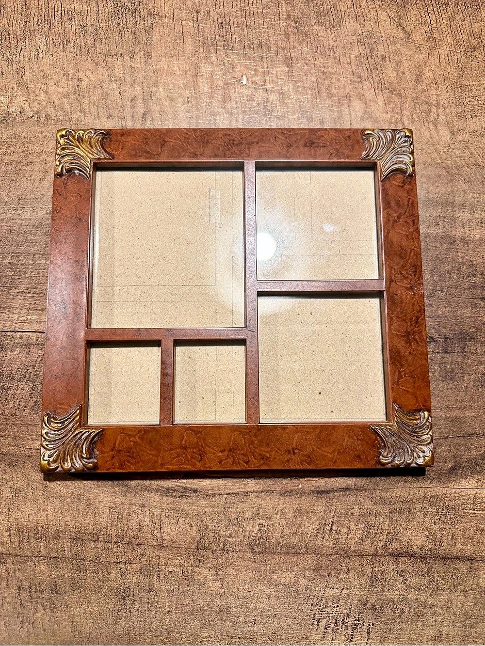 Vintage Style Ornate Collage Picture Frame Brown Gold 5 Opening Grannycore